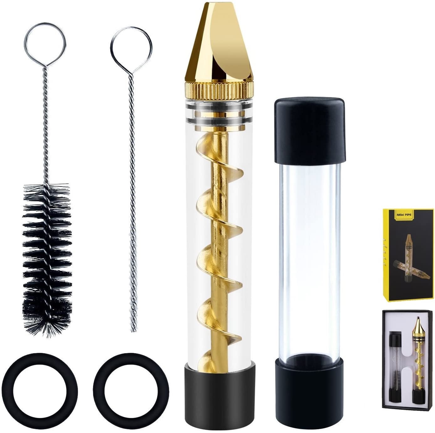 Pipa Giratoria Vidrio Hierbas Con Repues